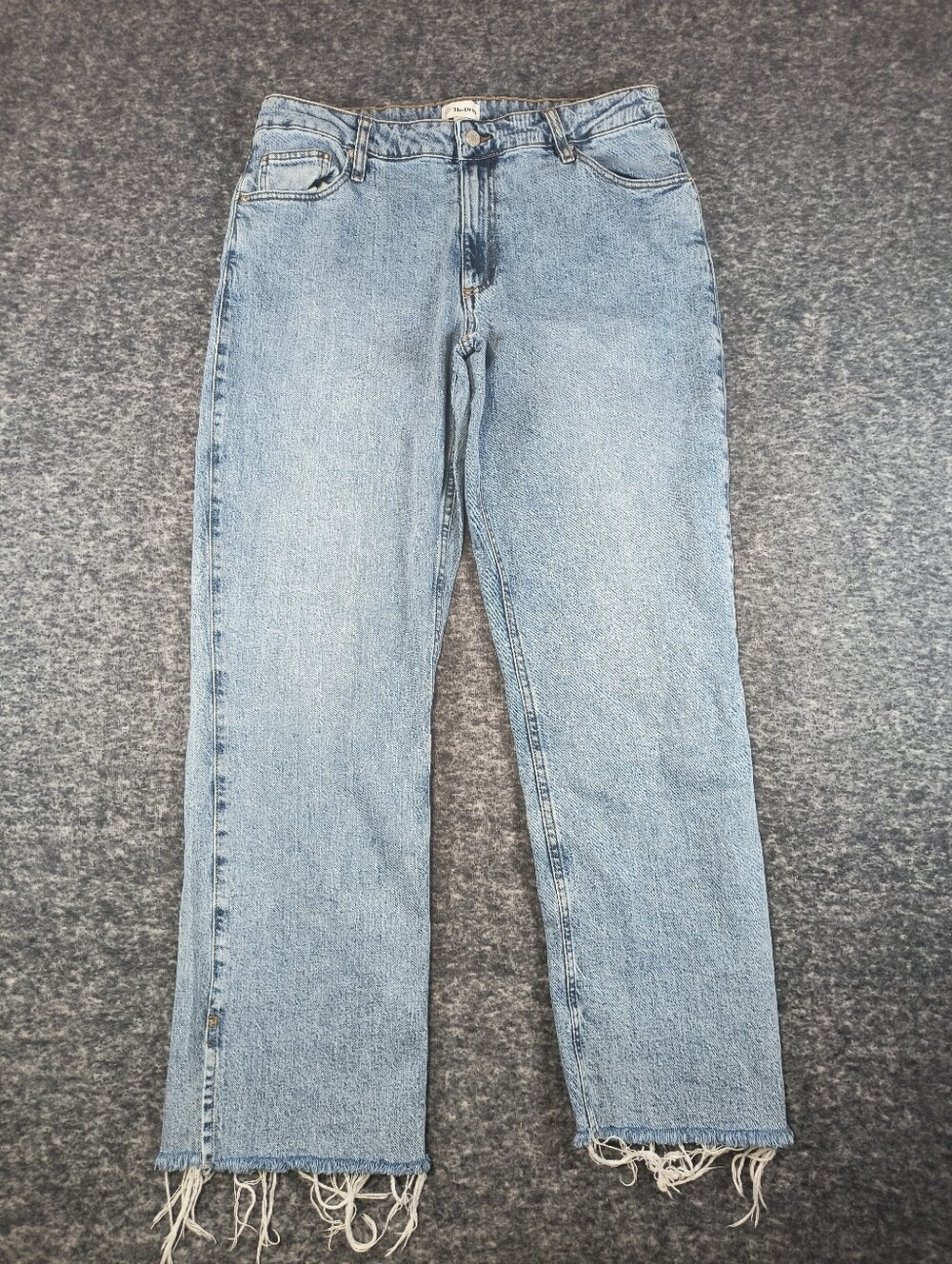The Drop light wash jeans with a ragged hem, women's waist 32